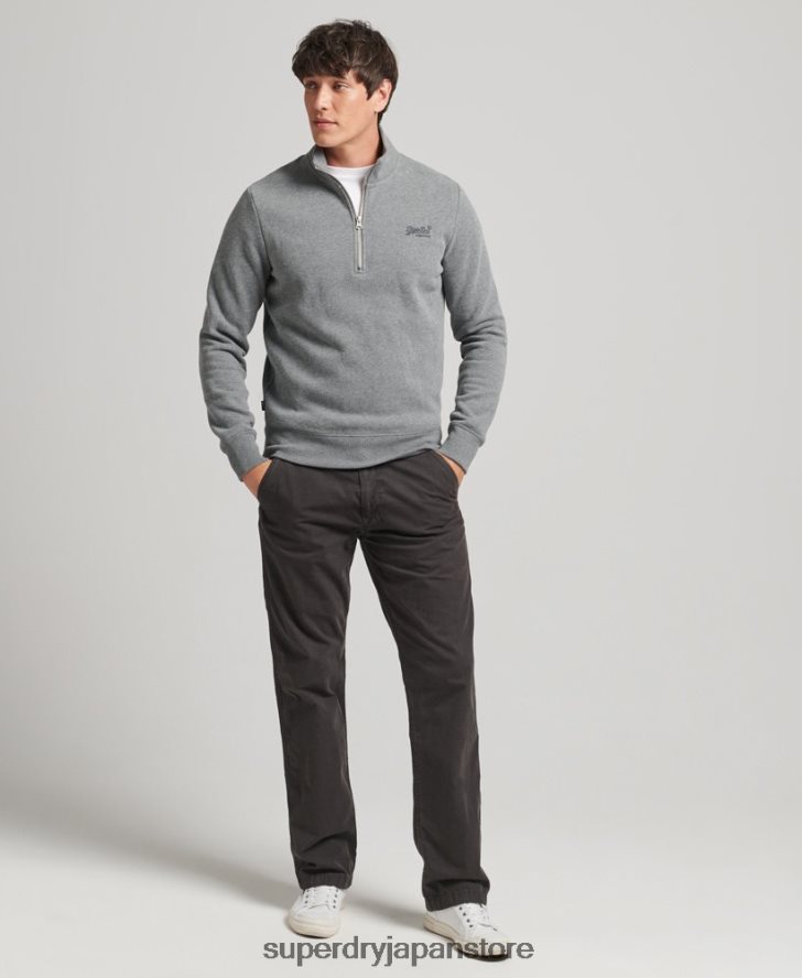 オーガニックコットン エッセンシャル ロゴ ハーフジップ スウェットシャツ 男性 Superdry 衣類 グレー 2J62PZ5080