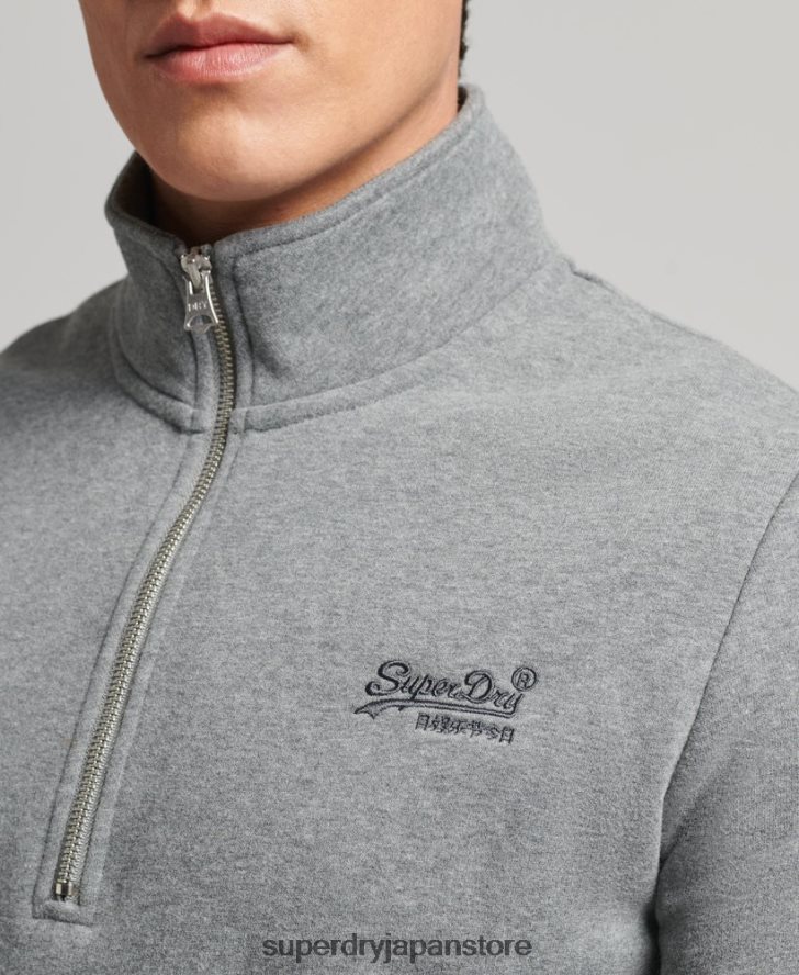 オーガニックコットン エッセンシャル ロゴ ハーフジップ スウェットシャツ 男性 Superdry 衣類 グレー 2J62PZ5080