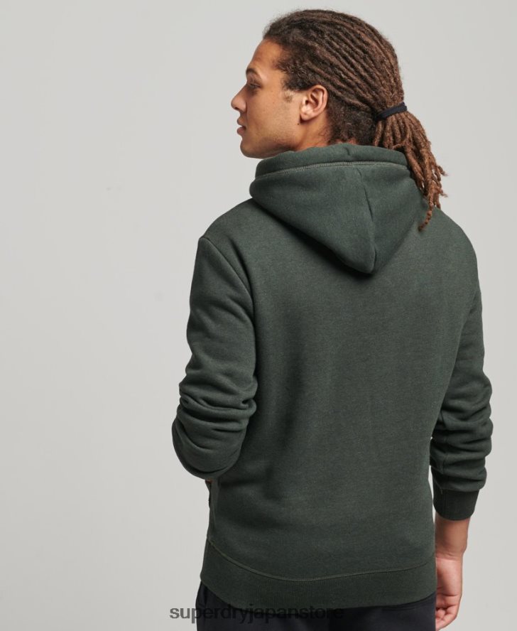 オーガニックコットン エッセンシャル ロゴ パーカー 男性 Superdry 衣類 緑 2J62PZ5081