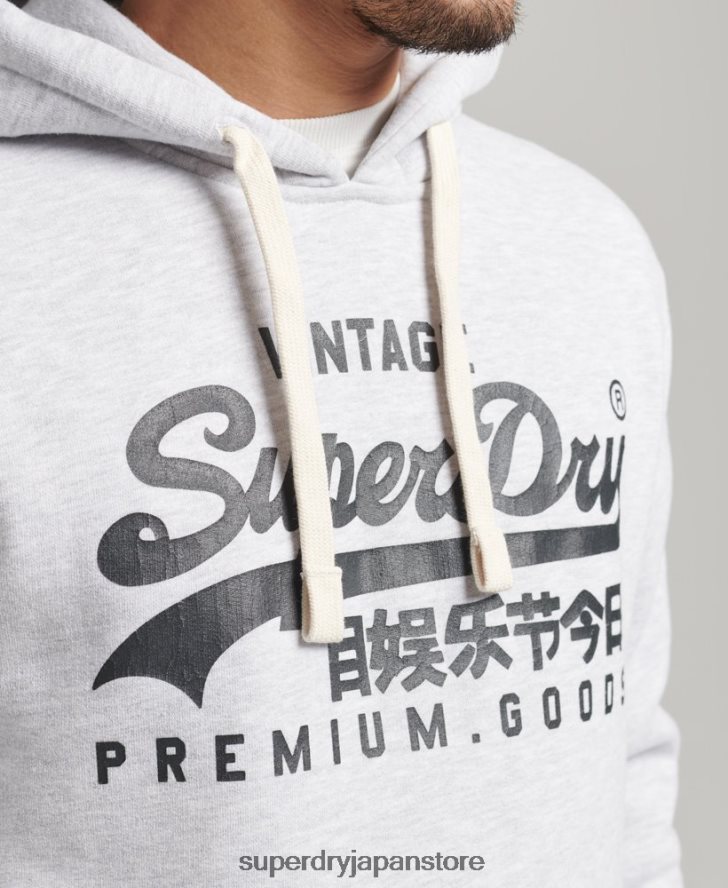 ヴィンテージロゴ ヘリテージパーカー 男性 Superdry 衣類 ライトグレー 2J62PZ5082