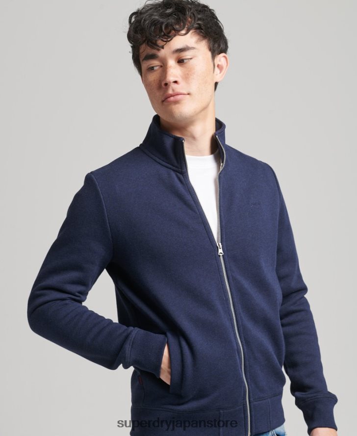 オーガニックコットン ヴィンテージロゴ ジップトラックトップ 男性 Superdry 衣類 海軍 2J62PZ5083
