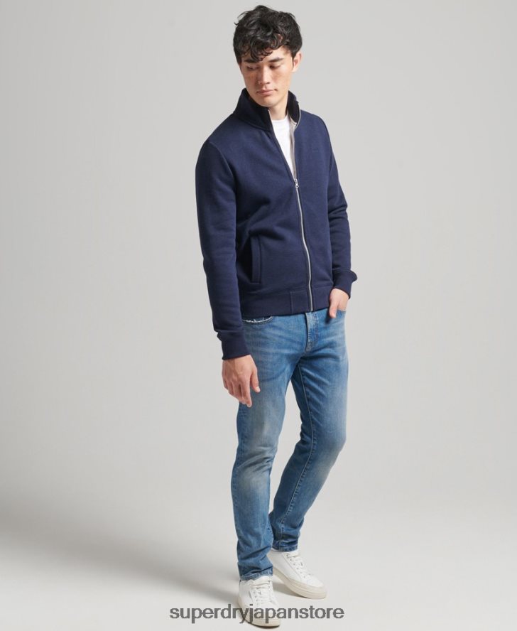 オーガニックコットン ヴィンテージロゴ ジップトラックトップ 男性 Superdry 衣類 海軍 2J62PZ5083