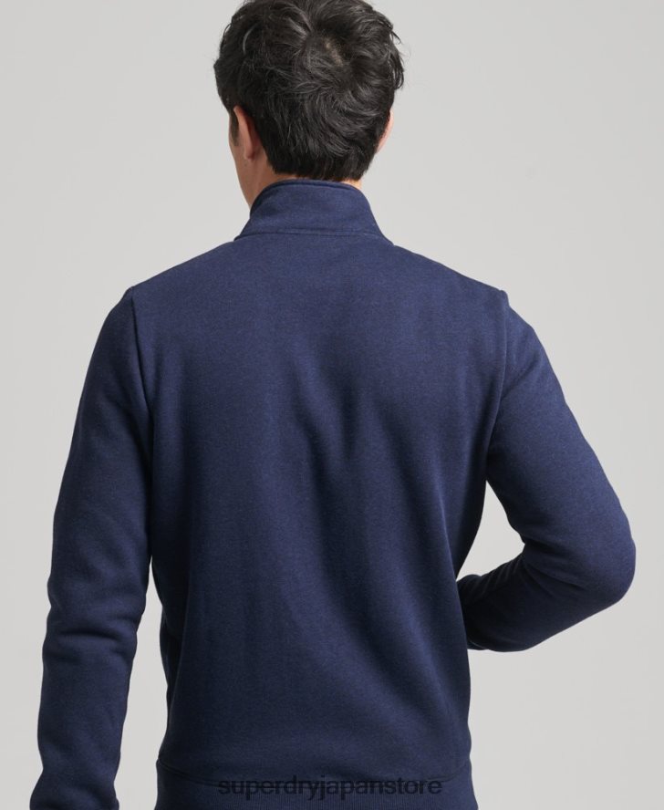 オーガニックコットン ヴィンテージロゴ ジップトラックトップ 男性 Superdry 衣類 海軍 2J62PZ5083