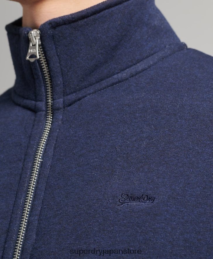 オーガニックコットン ヴィンテージロゴ ジップトラックトップ 男性 Superdry 衣類 海軍 2J62PZ5083