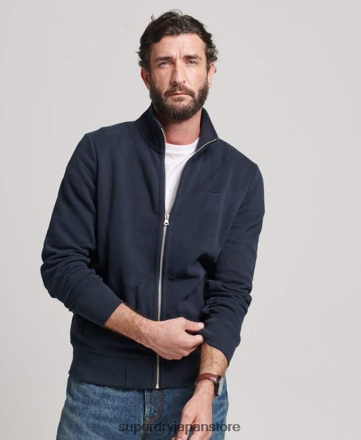 オーガニックコットン ヴィンテージロゴ ジップトラックトップ 男性 Superdry 衣類 海軍 2J62PZ5085