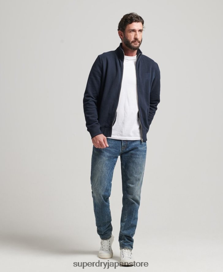 オーガニックコットン ヴィンテージロゴ ジップトラックトップ 男性 Superdry 衣類 海軍 2J62PZ5085