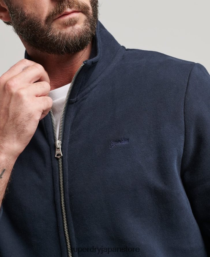 オーガニックコットン ヴィンテージロゴ ジップトラックトップ 男性 Superdry 衣類 海軍 2J62PZ5085