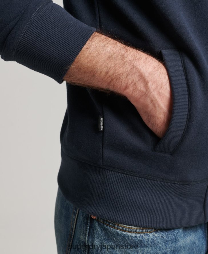 オーガニックコットン ヴィンテージロゴ ジップトラックトップ 男性 Superdry 衣類 海軍 2J62PZ5085