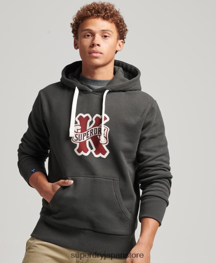 カレッジパーカー 男性 Superdry 衣類 濃い灰色 2J62PZ5089