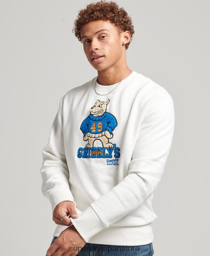 ヴィンテージ カレッジ クルー スウェットシャツ 男性 Superdry 衣類 クリーム 2J62PZ5090
