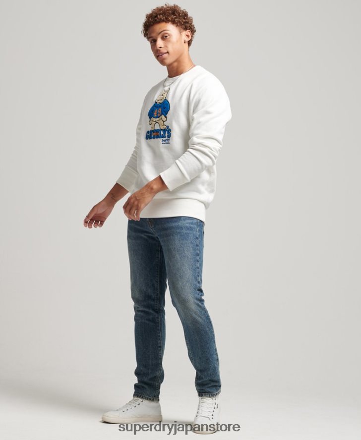 ヴィンテージ カレッジ クルー スウェットシャツ 男性 Superdry 衣類 クリーム 2J62PZ5090