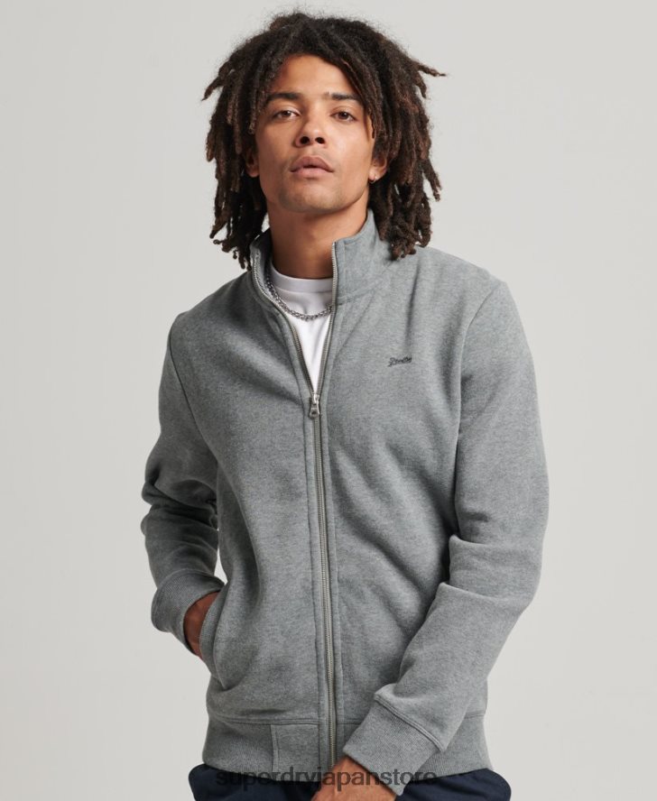オーガニックコットン ヴィンテージロゴ ジップトラックトップ 男性 Superdry 衣類 グレー 2J62PZ5094