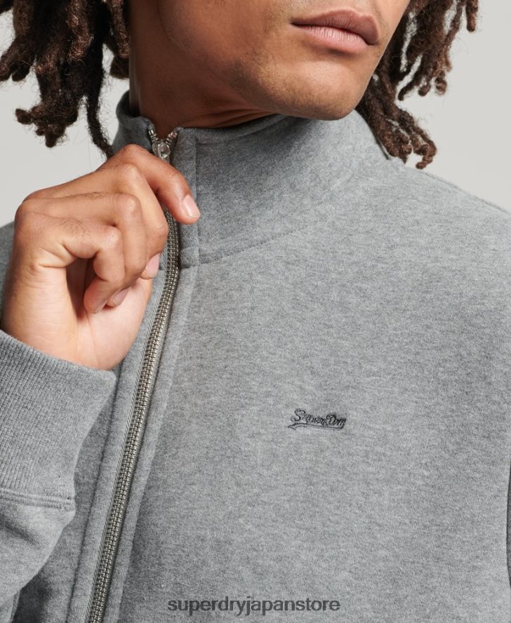 オーガニックコットン ヴィンテージロゴ ジップトラックトップ 男性 Superdry 衣類 グレー 2J62PZ5094