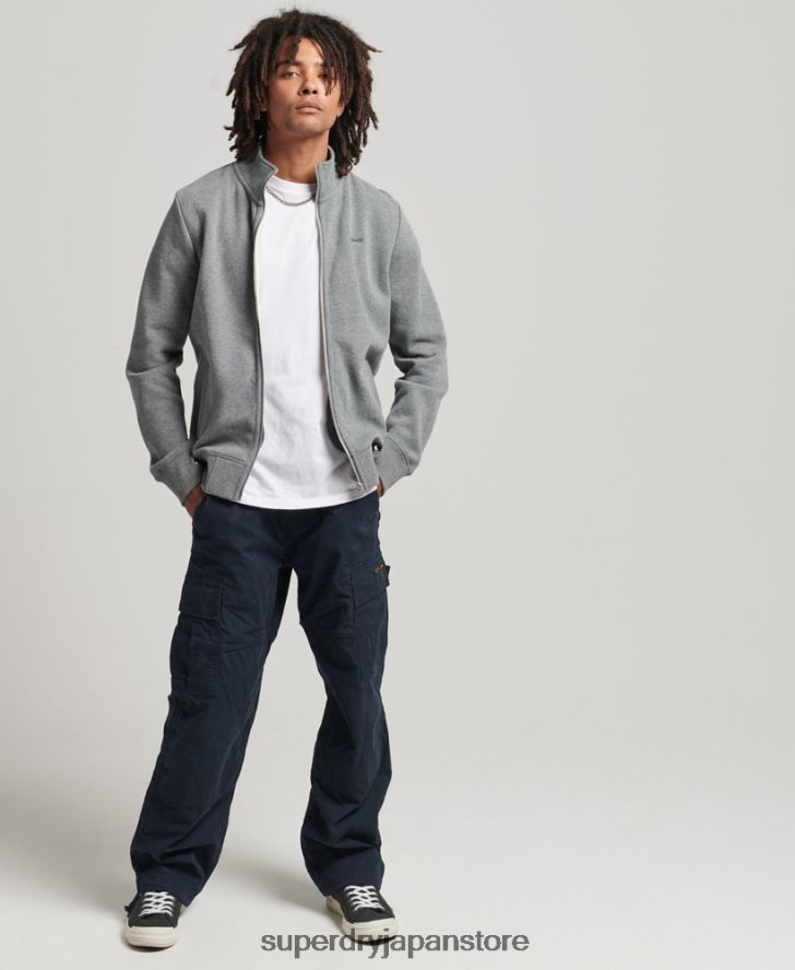 オーガニックコットン ヴィンテージロゴ ジップトラックトップ 男性 Superdry 衣類 グレー 2J62PZ5094