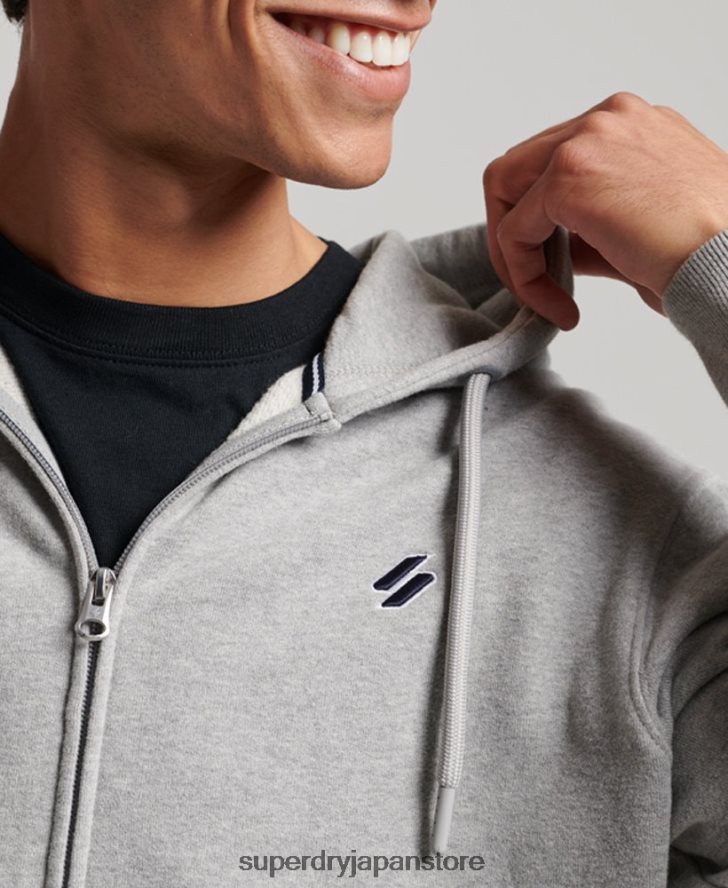 エッセンシャルロゴルーズジップパーカー 男性 Superdry 衣類 グレー 2J62PZ5097