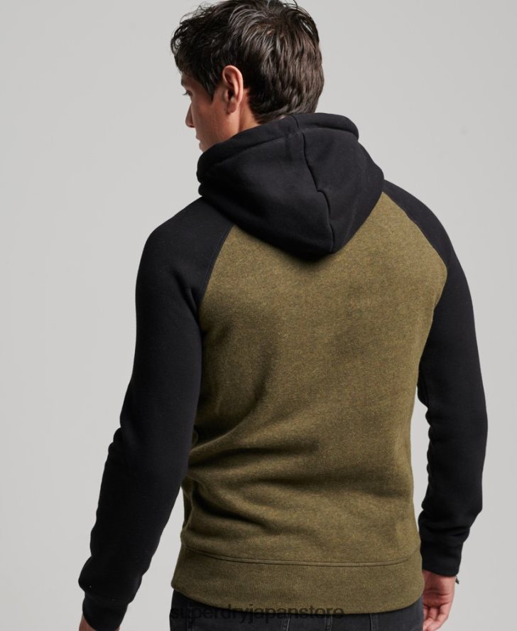 オーガニックコットン ヴィンテージロゴ ヘリテージラグランパーカー 男性 Superdry 衣類 黒 2J62PZ509