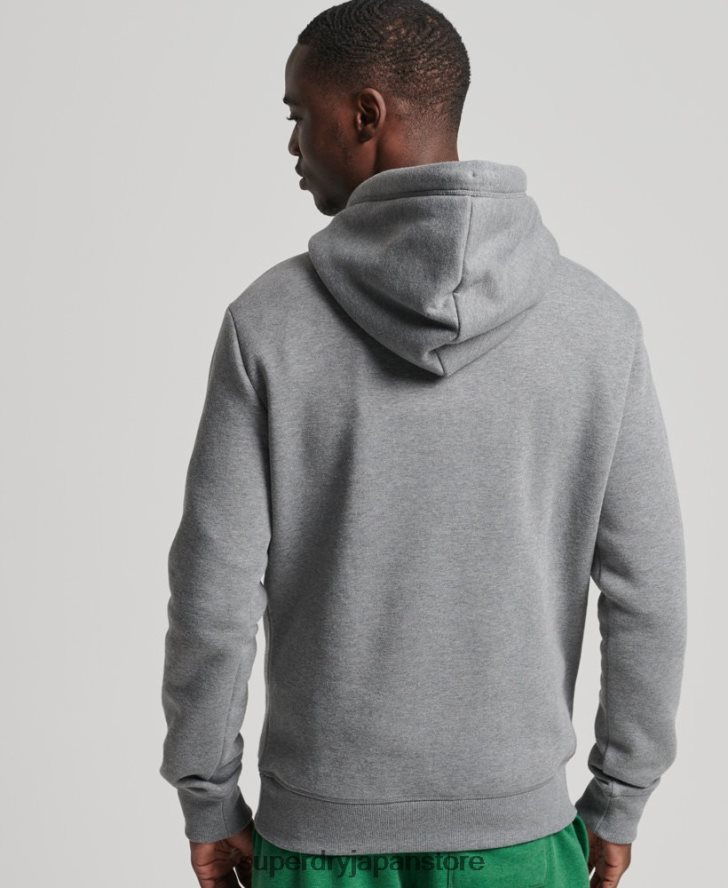オーガニックコットンのヴィンテージロゴ刺繍パーカー 男性 Superdry 衣類 グレー 2J62PZ5104