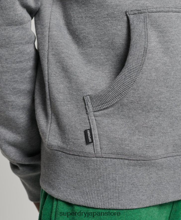 オーガニックコットンのヴィンテージロゴ刺繍パーカー 男性 Superdry 衣類 グレー 2J62PZ5104