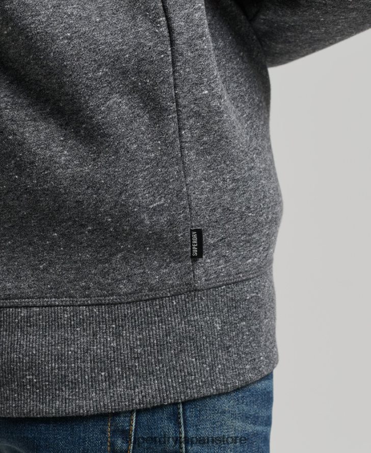 オーガニックコットン ヴィンテージ ロゴ ジップ ヘンリー スウェットシャツ 男性 Superdry 衣類 濃い灰色 2J62PZ5105
