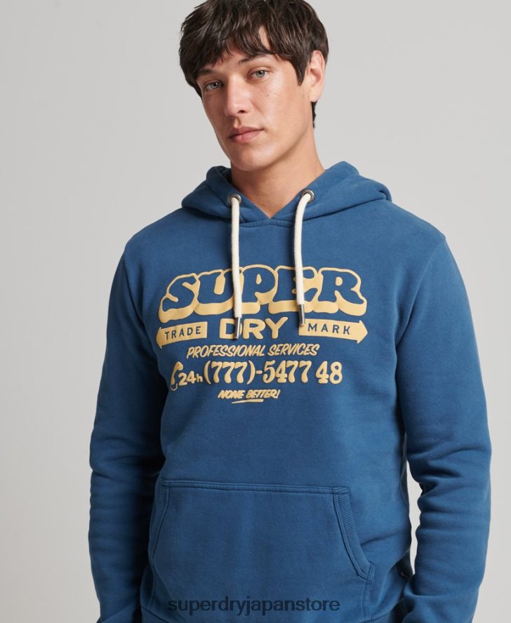 サインライターパーカー 男性 Superdry 衣類 青 2J62PZ5107