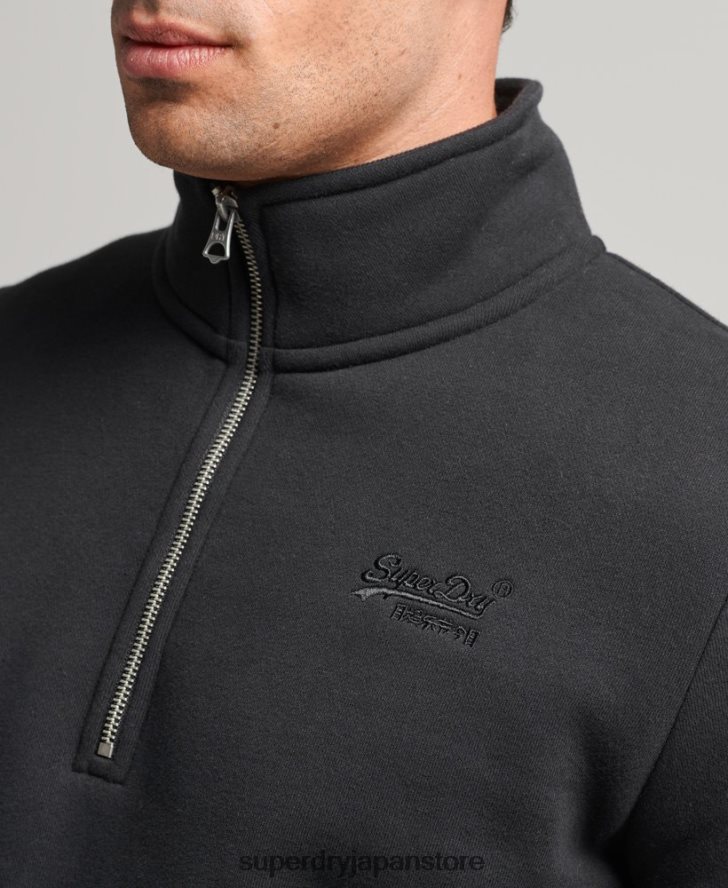 オーガニックコットン エッセンシャル ロゴ ハーフジップ スウェットシャツ 男性 Superdry 衣類 黒 2J62PZ5109