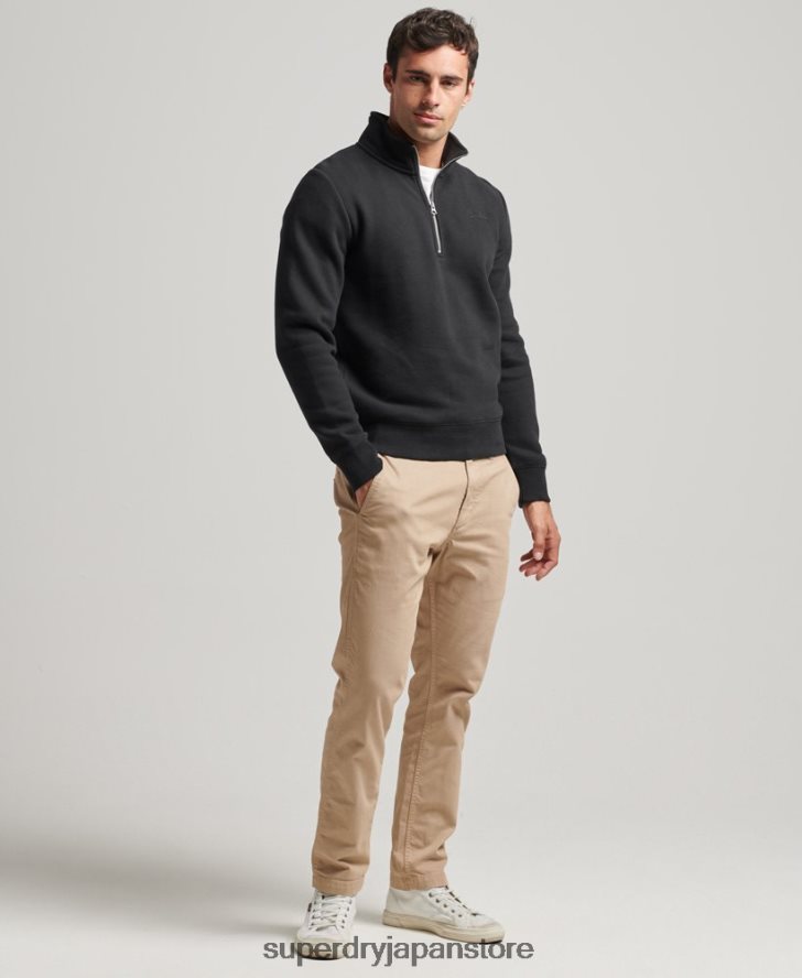 オーガニックコットン エッセンシャル ロゴ ハーフジップ スウェットシャツ 男性 Superdry 衣類 黒 2J62PZ5109