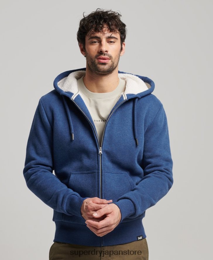 エッセンシャルボーグ裏地付きジップパーカー 男性 Superdry 衣類 青 2J62PZ5110