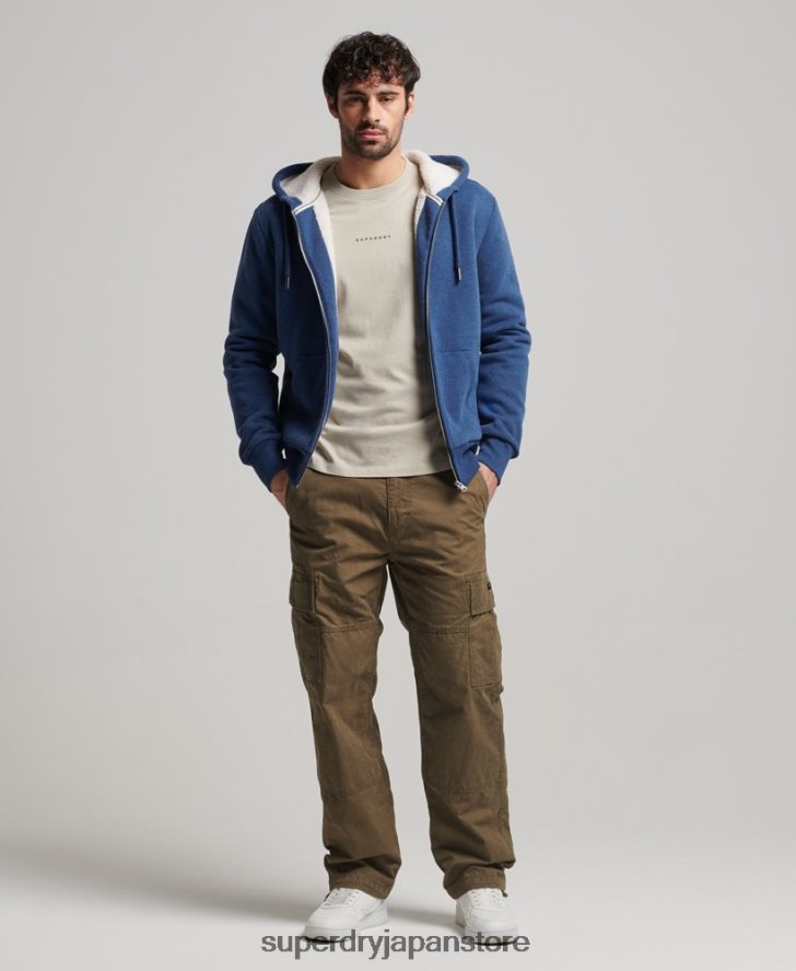 エッセンシャルボーグ裏地付きジップパーカー 男性 Superdry 衣類 青 2J62PZ5110