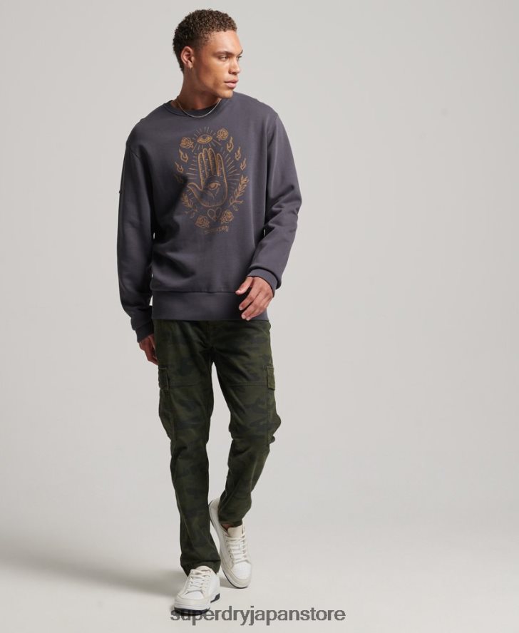 サイケロッククルースウェットシャツ 男性 Superdry 衣類 濃い灰色 2J62PZ5111