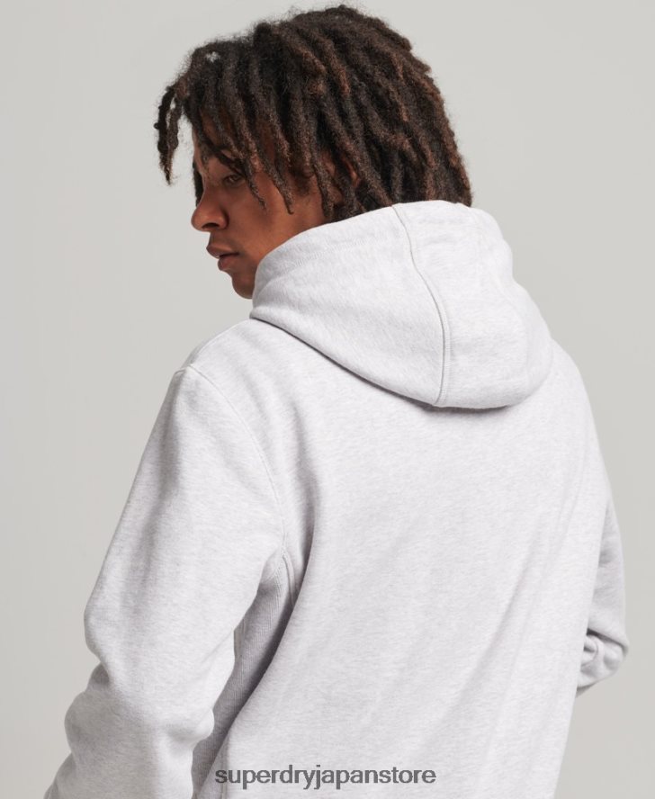 マイクロロゴ刺繍ルーズフィットパーカー 男性 Superdry 衣類 グレー 2J62PZ5113