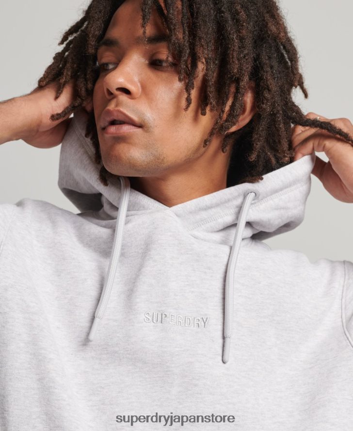 マイクロロゴ刺繍ルーズフィットパーカー 男性 Superdry 衣類 グレー 2J62PZ5113