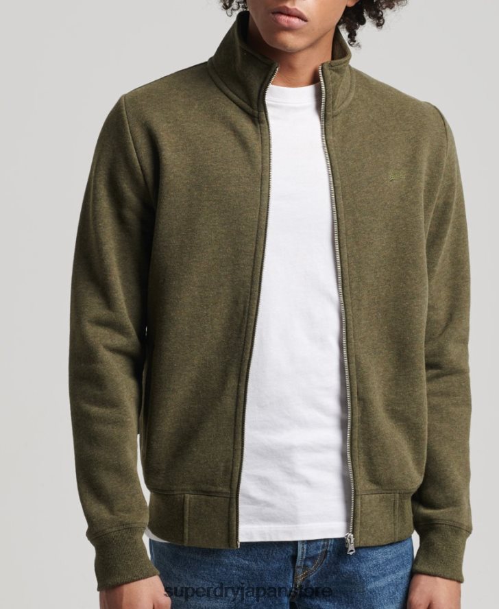 オーガニックコットン ヴィンテージロゴ ジップトラックトップ 男性 Superdry 衣類 カーキ 2J62PZ5114