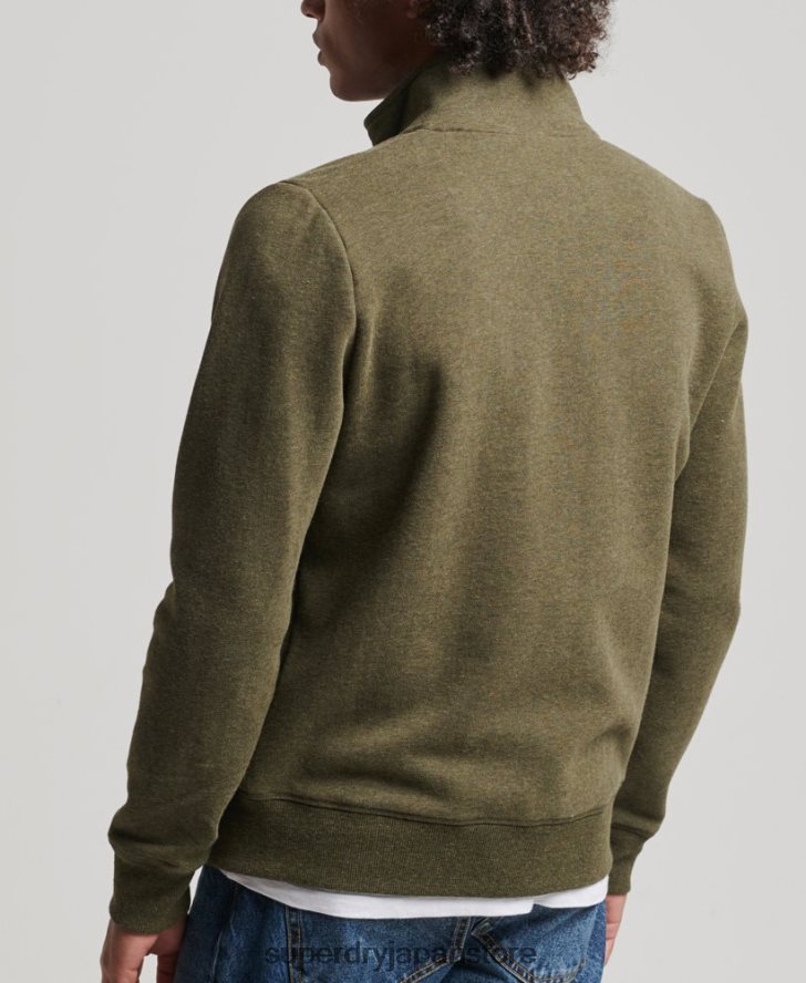 オーガニックコットン ヴィンテージロゴ ジップトラックトップ 男性 Superdry 衣類 カーキ 2J62PZ5114
