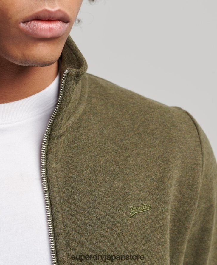 オーガニックコットン ヴィンテージロゴ ジップトラックトップ 男性 Superdry 衣類 カーキ 2J62PZ5114