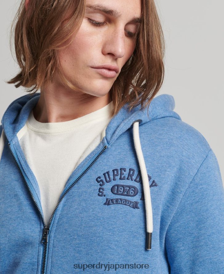 ジムアスレチックジップパーカー 男性 Superdry 衣類 青 2J62PZ511