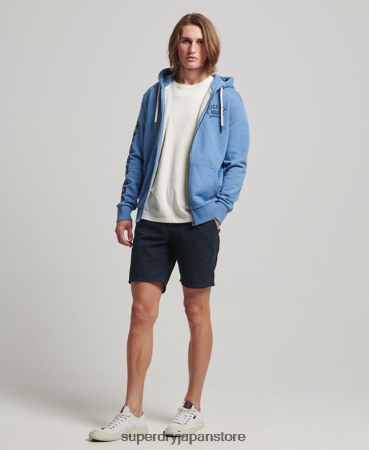 ジムアスレチックジップパーカー 男性 Superdry 衣類 青 2J62PZ511