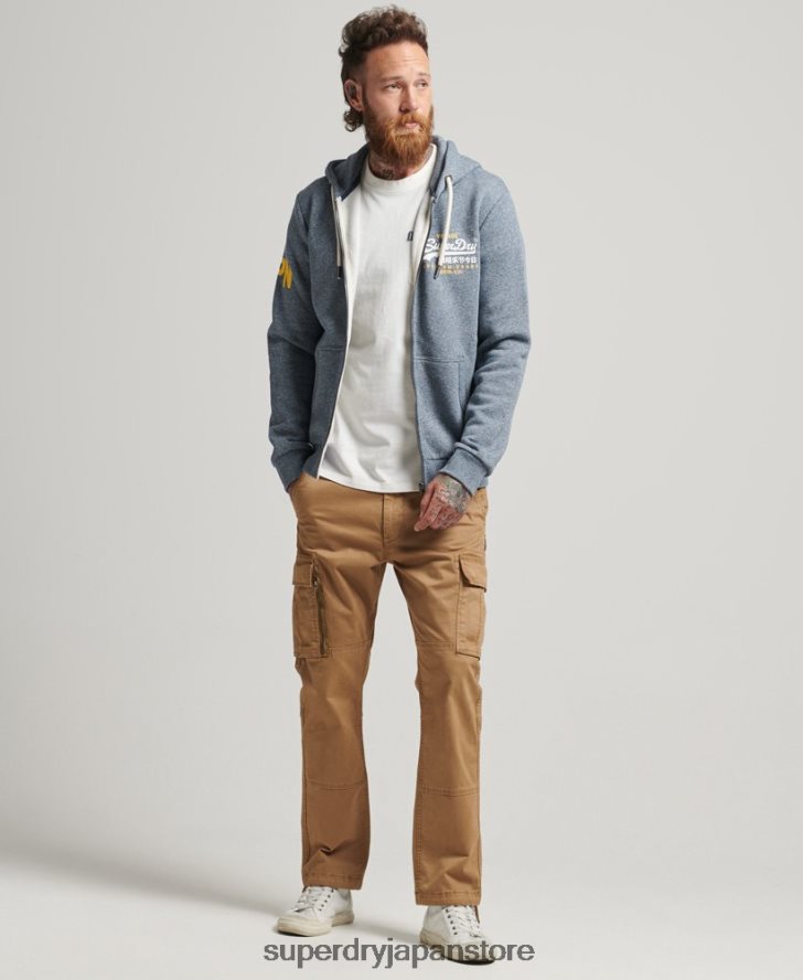 クラシックグラフィックロゴ ジップアップパーカー 男性 Superdry 衣類 青 2J62PZ5120