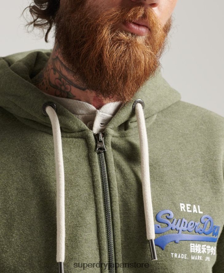 クラシックグラフィックロゴ ジップアップパーカー 男性 Superdry 衣類 緑 2J62PZ5121