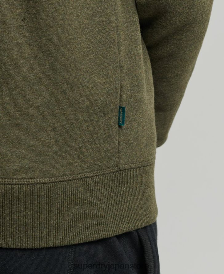 オーガニックコットン ヴィンテージ ロゴ ジップ ヘンリー スウェットシャツ 男性 Superdry 衣類 カーキ 2J62PZ5122