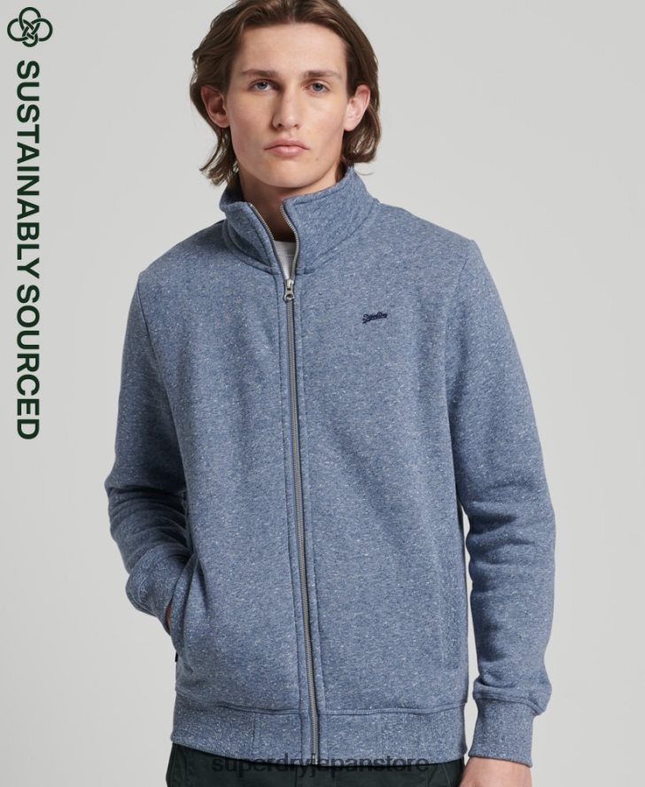 オーガニックコットン ヴィンテージロゴ ジップトラックトップ 男性 Superdry 衣類 青 2J62PZ5127