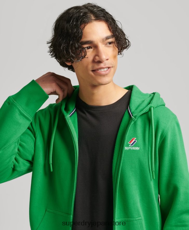 コードエッセンシャルジップパーカー 男性 Superdry 衣類 緑 2J62PZ5128