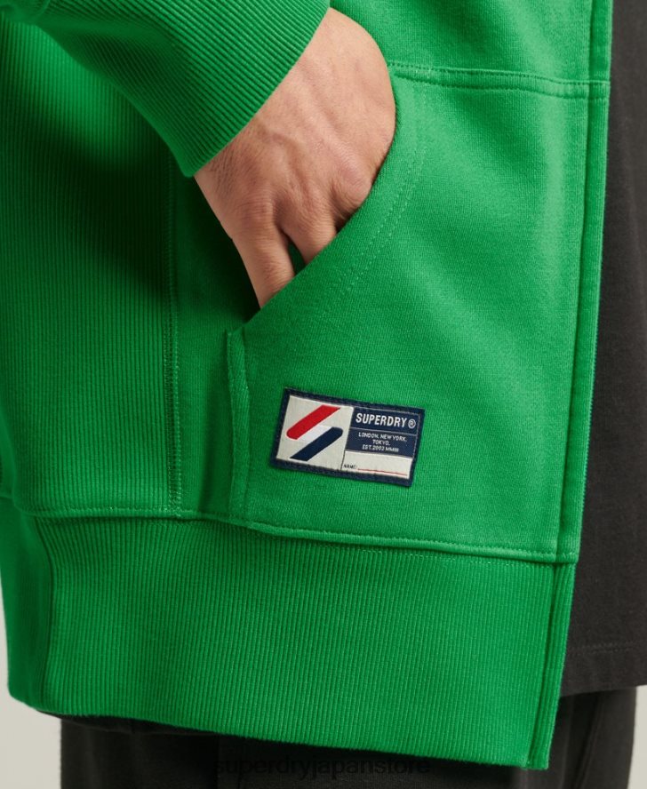 コードエッセンシャルジップパーカー 男性 Superdry 衣類 緑 2J62PZ5128