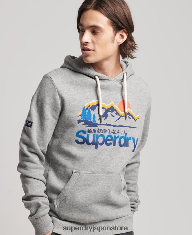 コアロゴ アウトドア パーカー 男性 Superdry 衣類 ライトグレー 2J62PZ5129