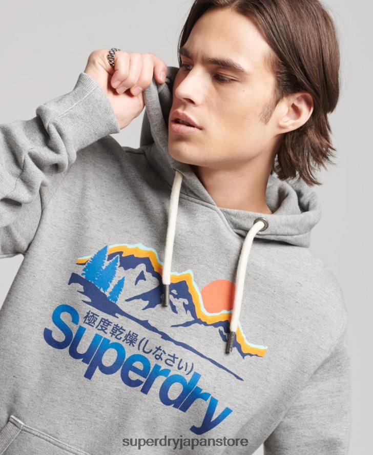 コアロゴ アウトドア パーカー 男性 Superdry 衣類 ライトグレー 2J62PZ5129