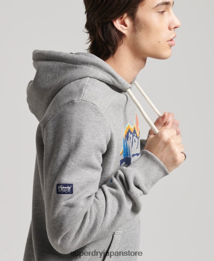コアロゴ アウトドア パーカー 男性 Superdry 衣類 ライトグレー 2J62PZ5129