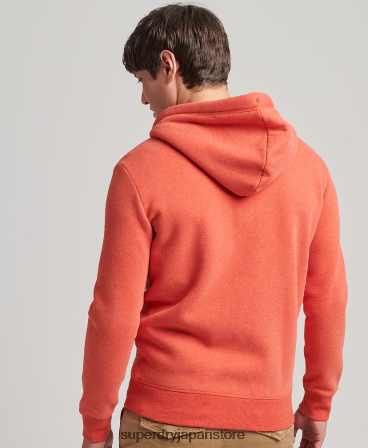 オーガニックコットン ヴィンテージロゴ刺繍ジップパーカー 男性 Superdry 衣類 オレンジ 2J62PZ512