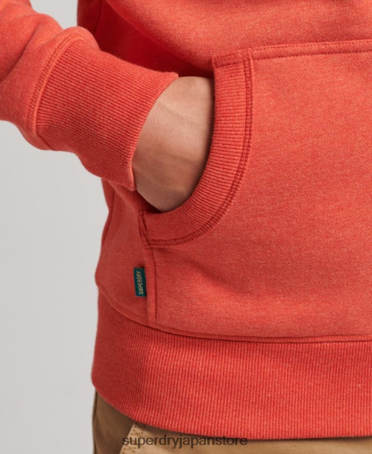 オーガニックコットン ヴィンテージロゴ刺繍ジップパーカー 男性 Superdry 衣類 オレンジ 2J62PZ512