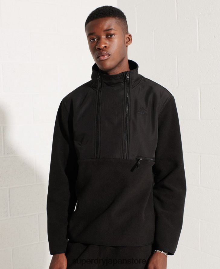 マウンテンスポーツフリースハーフジップジャケット 男性 Superdry 衣類 黒 2J62PZ5132