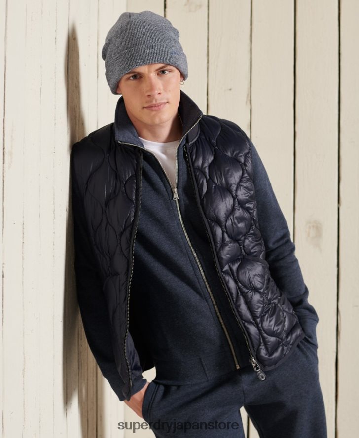 オーガニックコットン ヴィンテージロゴ ジップトラックトップ 男性 Superdry 衣類 海軍 2J62PZ5136