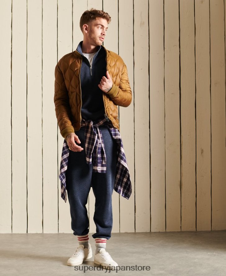 ヴィンテージロゴ刺繍ジップヘンリースウェットシャツ 男性 Superdry 衣類 海軍 2J62PZ5138